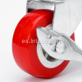 Freno lateral rojo PVC roscado vástago pequeñas ruedas